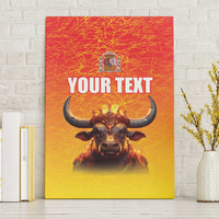 Personalized Spain Bull with Crown Canvas Wall Art Espana Flag with Coat of Arms