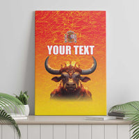 Personalized Spain Bull with Crown Canvas Wall Art Espana Flag with Coat of Arms