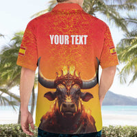 Personalized Spain Bull with Crown Hawaiian Shirt Espana Flag with Coat of Arms