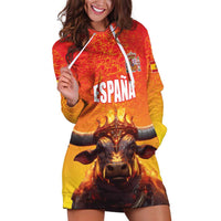Personalized Spain Bull with Crown Hoodie Dress Espana Flag with Coat of Arms