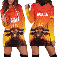 Personalized Spain Bull with Crown Hoodie Dress Espana Flag with Coat of Arms