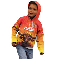 Personalized Spain Bull with Crown Kid Hoodie Espana Flag with Coat of Arms