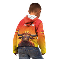 Personalized Spain Bull with Crown Kid Hoodie Espana Flag with Coat of Arms