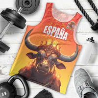 Personalized Spain Bull with Crown Men Tank Top Espana Flag with Coat of Arms