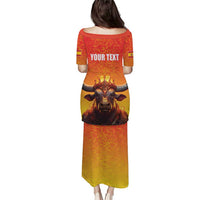 Personalized Spain Bull with Crown Puletasi Espana Flag with Coat of Arms