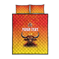 Personalized Spain Bull with Crown Quilt Bed Set Espana Flag with Coat of Arms