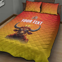 Personalized Spain Bull with Crown Quilt Bed Set Espana Flag with Coat of Arms