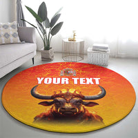 Personalized Spain Bull with Crown Round Carpet Espana Flag with Coat of Arms