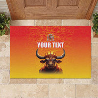 Personalized Spain Bull with Crown Rubber Doormat Espana Flag with Coat of Arms