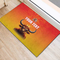 Personalized Spain Bull with Crown Rubber Doormat Espana Flag with Coat of Arms