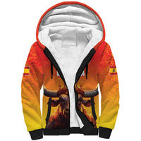 Personalized Spain Bull with Crown Sherpa Hoodie Espana Flag with Coat of Arms
