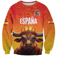 Personalized Spain Bull with Crown Sweatshirt Espana Flag with Coat of Arms