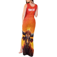 Personalized Spain Bull with Crown Tank Maxi Dress Espana Flag with Coat of Arms