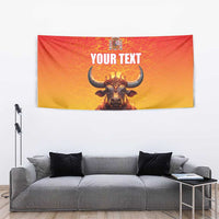 Personalized Spain Bull with Crown Tapestry Espana Flag with Coat of Arms
