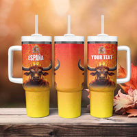 Personalized Spain Bull with Crown Tumbler With Handle Espana Flag with Coat of Arms
