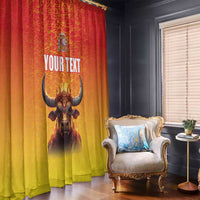 Personalized Spain Bull with Crown Window Curtain Espana Flag with Coat of Arms
