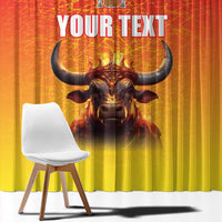 Personalized Spain Bull with Crown Window Curtain Espana Flag with Coat of Arms