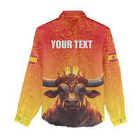 Personalized Spain Bull with Crown Women Casual Shirt Espana Flag with Coat of Arms
