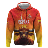 Personalized Spain Bull with Crown Zip Hoodie Espana Flag with Coat of Arms