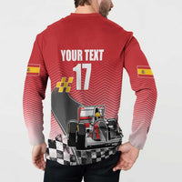 Custom Spain Formula One Button Sweatshirt Motorsport with Flag F1 World Championship