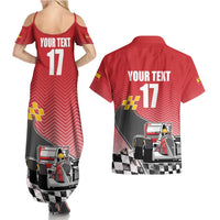 Custom Spain Formula One Couples Matching Summer Maxi Dress and Hawaiian Shirt Motorsport with Flag F1 World Championship