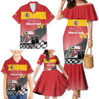 Custom Spain Formula One Family Matching Mermaid Dress and Hawaiian Shirt Motorsport with Flag F1 World Championship