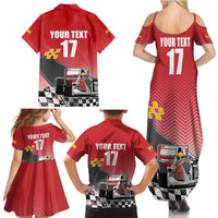 Custom Spain Formula One Family Matching Summer Maxi Dress and Hawaiian Shirt Motorsport with Flag F1 World Championship