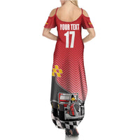 Custom Spain Formula One Family Matching Summer Maxi Dress and Hawaiian Shirt Motorsport with Flag F1 World Championship