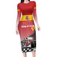 Custom Spain Formula One Long Sleeve Bodycon Dress Motorsport with Flag F1 World Championship