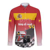 Custom Spain Formula One Long Sleeve Button Shirt Motorsport with Flag F1 World Championship