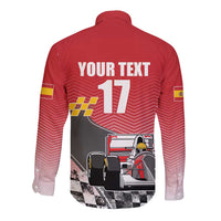 Custom Spain Formula One Long Sleeve Button Shirt Motorsport with Flag F1 World Championship