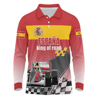 Custom Spain Formula One Long Sleeve Polo Shirt Motorsport with Flag F1 World Championship