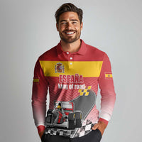 Custom Spain Formula One Long Sleeve Polo Shirt Motorsport with Flag F1 World Championship