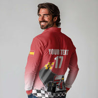 Custom Spain Formula One Long Sleeve Polo Shirt Motorsport with Flag F1 World Championship