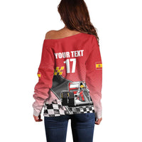 Custom Spain Formula One Off Shoulder Sweater Motorsport with Flag F1 World Championship