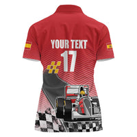 Custom Spain Formula One Women Polo Shirt Motorsport with Flag F1 World Championship