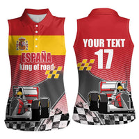 Custom Spain Formula One Women Sleeveless Polo Shirt Motorsport with Flag F1 World Championship