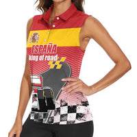 Custom Spain Formula One Women Sleeveless Polo Shirt Motorsport with Flag F1 World Championship