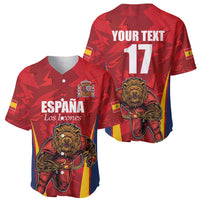 Custom Espana Rugby Spain Baseball Jersey Lion Mascot Come on Los Leones Red Style