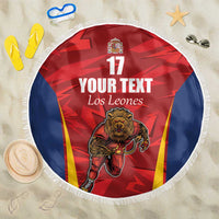 Custom Espana Rugby Spain Beach Blanket Lion Mascot Come on Los Leones Red Style