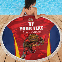 Custom Espana Rugby Spain Beach Blanket Lion Mascot Come on Los Leones Red Style