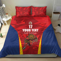 Custom Espana Rugby Spain Bedding Set Lion Mascot Come on Los Leones Red Style