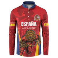 Custom Espana Rugby Spain Button Sweatshirt Lion Mascot Come on Los Leones Red Style