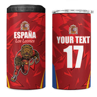 Custom Espana Rugby Spain 4 in 1 Can Cooler Tumbler Lion Mascot Come on Los Leones Red Style