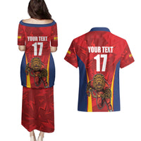 Custom Espana Rugby Spain Couples Matching Puletasi and Hawaiian Shirt Lion Mascot Come on Los Leones Red Style