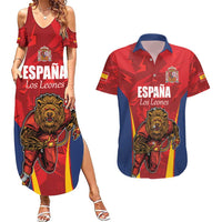 Custom Espana Rugby Spain Couples Matching Summer Maxi Dress and Hawaiian Shirt Lion Mascot Come on Los Leones Red Style