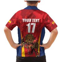 Custom Espana Rugby Spain Family Matching Mermaid Dress and Hawaiian Shirt Lion Mascot Come on Los Leones Red Style