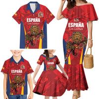 Custom Espana Rugby Spain Family Matching Mermaid Dress and Hawaiian Shirt Lion Mascot Come on Los Leones Red Style