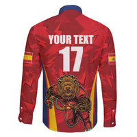 Custom Espana Rugby Spain Family Matching Off The Shoulder Long Sleeve Dress and Hawaiian Shirt Lion Mascot Come on Los Leones Red Style
