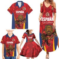 Custom Espana Rugby Spain Family Matching Summer Maxi Dress and Hawaiian Shirt Lion Mascot Come on Los Leones Red Style